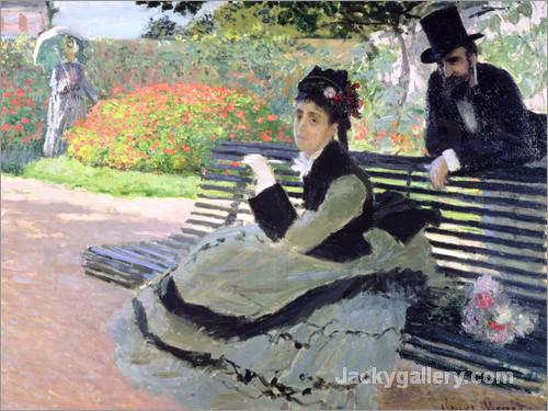 Madame Monet on a Garden Bench by Claude Monet paintings reproduction